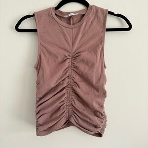 ZARA Nude Pink Ruched Stretch Top – Size M